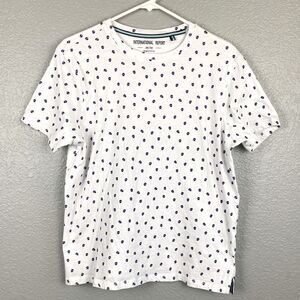 International Report Mens Cotton Skull Print Short Sleeve T-Shirt White Medium